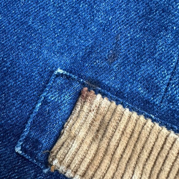 Vintage Denim Coat 1980s Hunters Run Hong Kong Corduroy Accents Plus Size - Picture 6 of 7